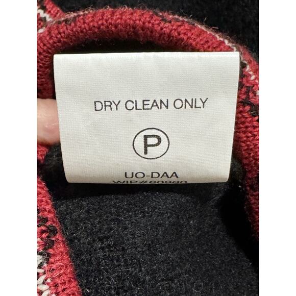 Woolrich Vest Large Black Red Wool Embroidered Winter Holiday Snowflakes Button - Picture 5 of 5